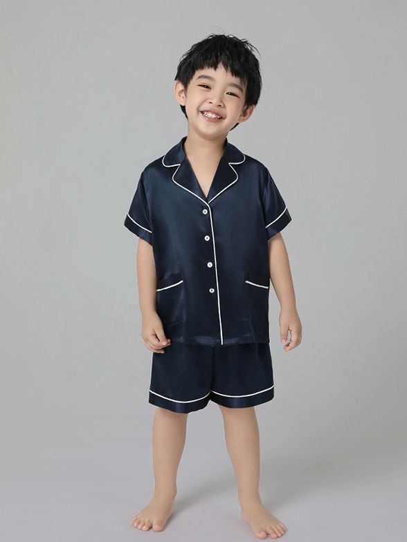 19 Momme Kids Short Silk Pajama Set For Boys and Girls